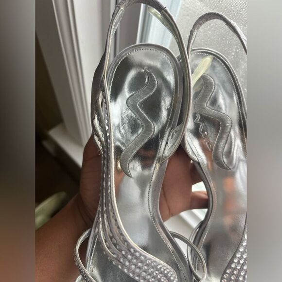 Nina Metallic Silver strappy dress heels size 9 - Picture 7 of 10